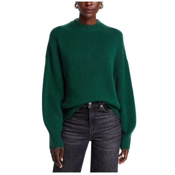 Luxurious 100% Cashmere Drop Shoulder Crewneck Sweater By Aqua Green Rainforest - Picture 1 of 4